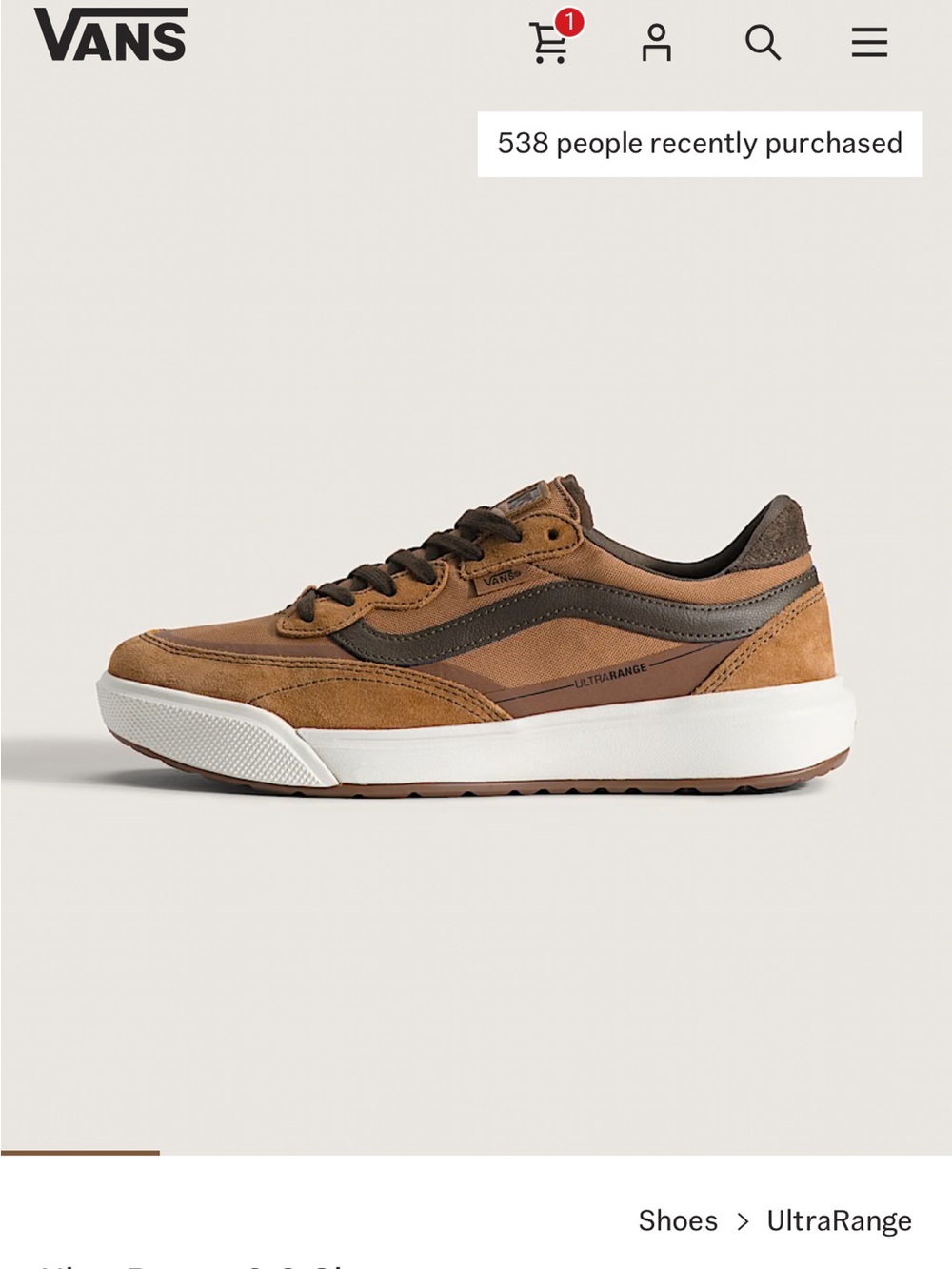 Vans UltraRange 2.0 Chipmunk Brown Sneakers